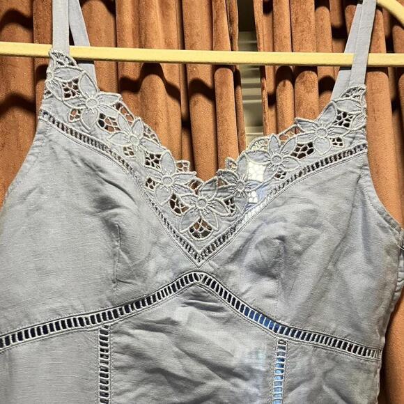 Madewell Sweetheart Sleeveless Dress in Linen-Cotton Blend in Powder Blue - Picture 3 of 5